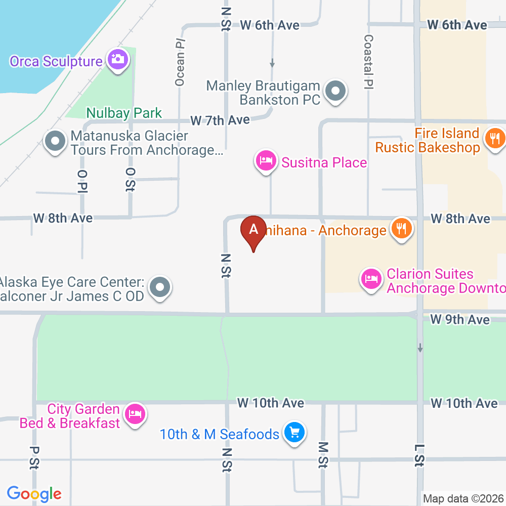 Map to Alaska Court Services, 821 N St Ste 104, Anchorage, AK 99501